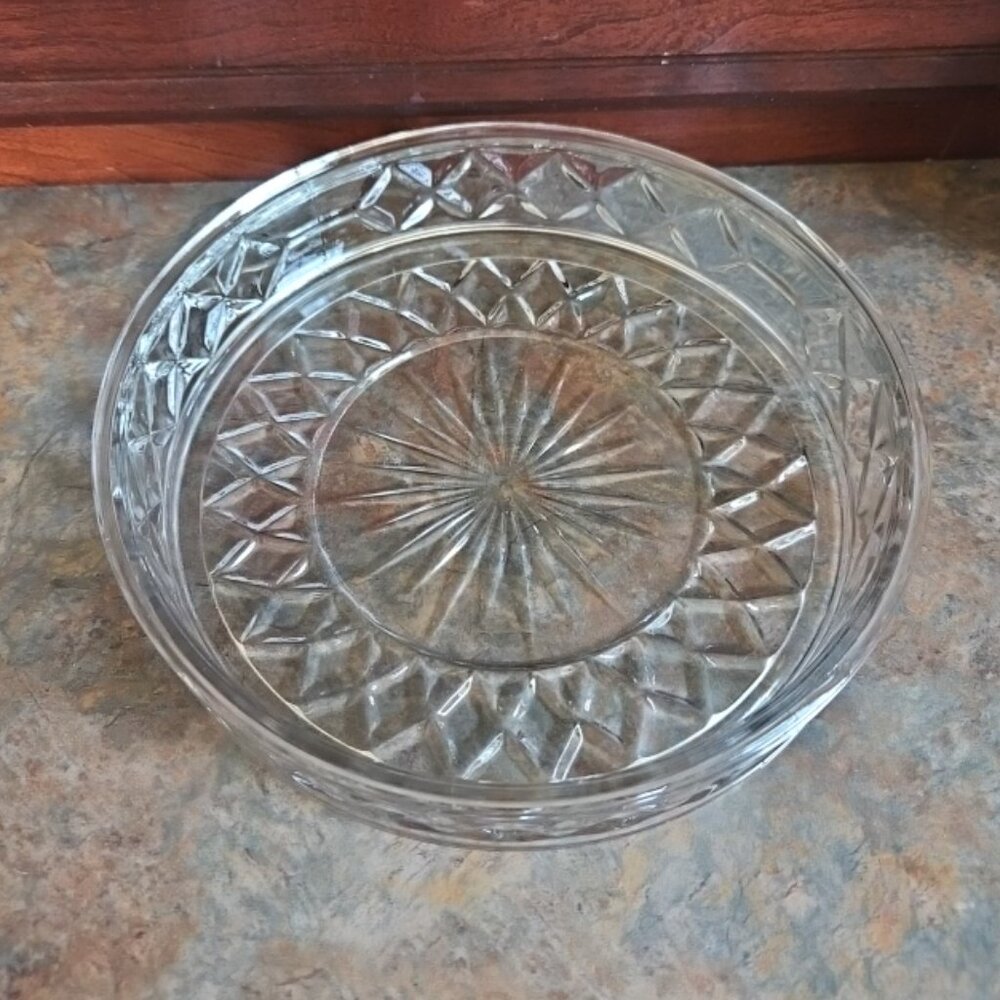 Vintage Starburst Glass Candy Dish / Fruit Bowl / Candle Holder 7.75"